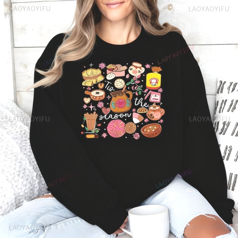 Xmas Food Snacks - Felpa con cappuccio natalizia messicana Pullover
